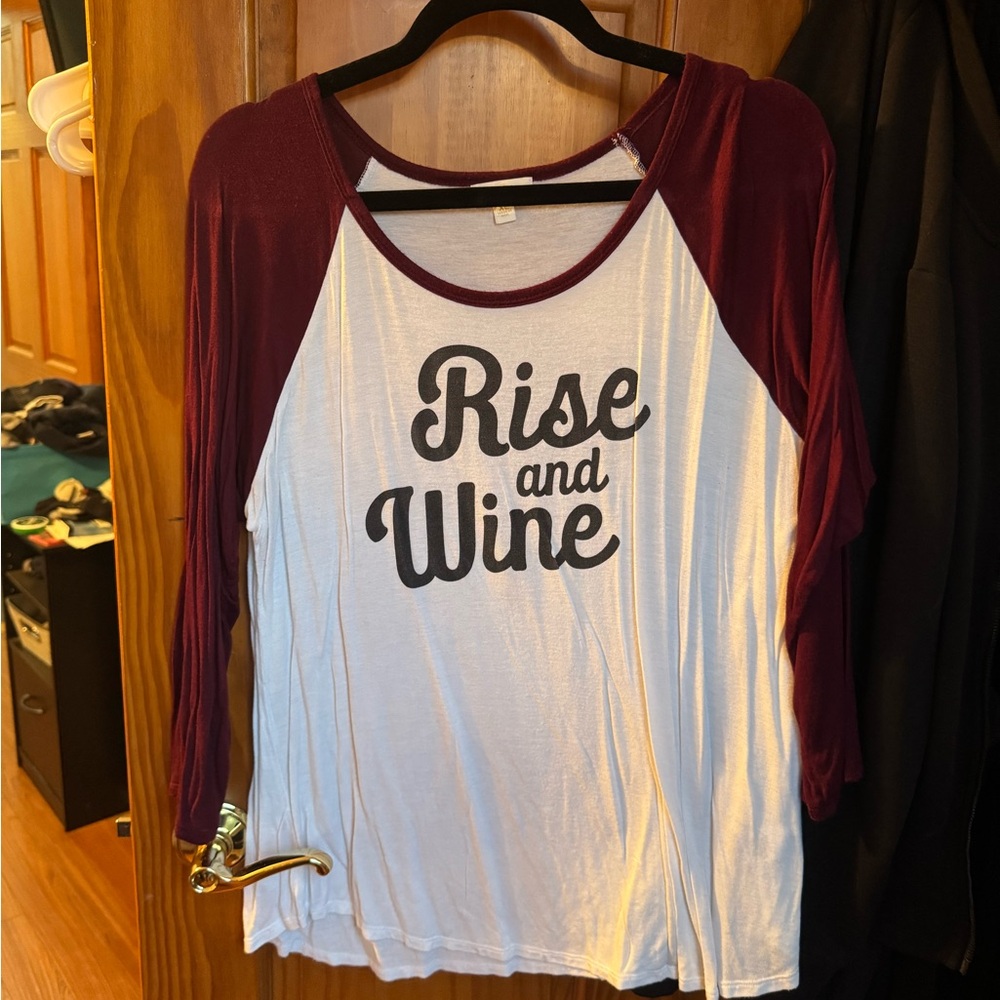 Charming Charlie Burgundy and White Long Sleeve Tee